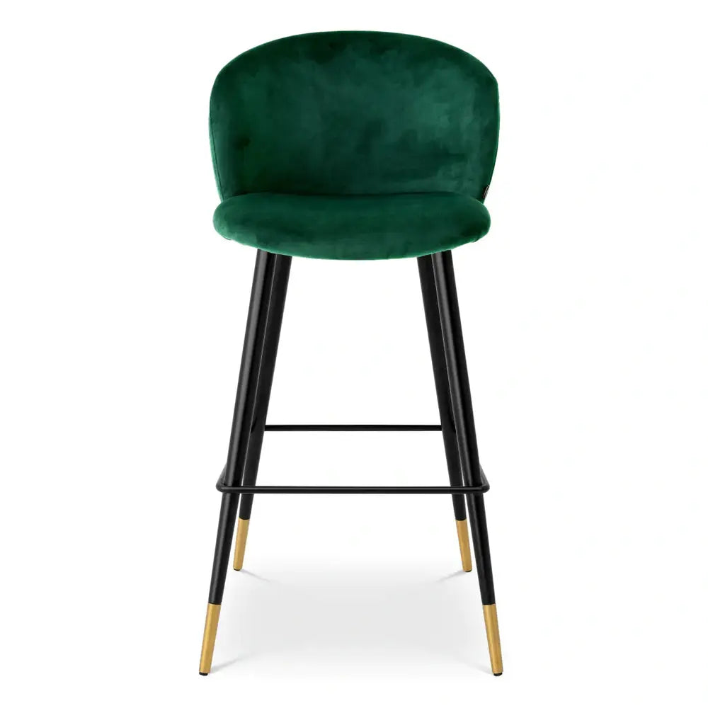 Product photograph of Eichholtz Volante Bar Stool In Roche Dark Green Velvet from Olivia's.