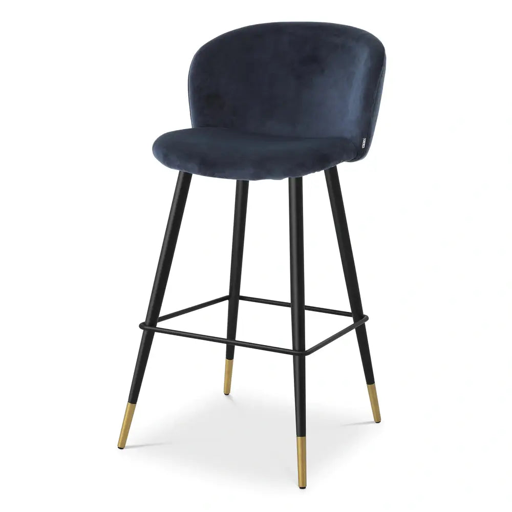 Product photograph of Eichholtz Volante Bar Stool In Savona Midnight Blue Velvet from Olivia's