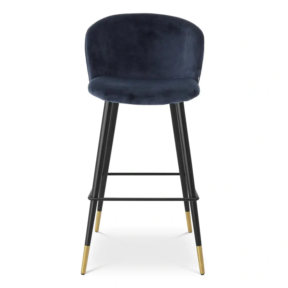 Product photograph of Eichholtz Volante Bar Stool In Savona Midnight Blue Velvet from Olivia's.