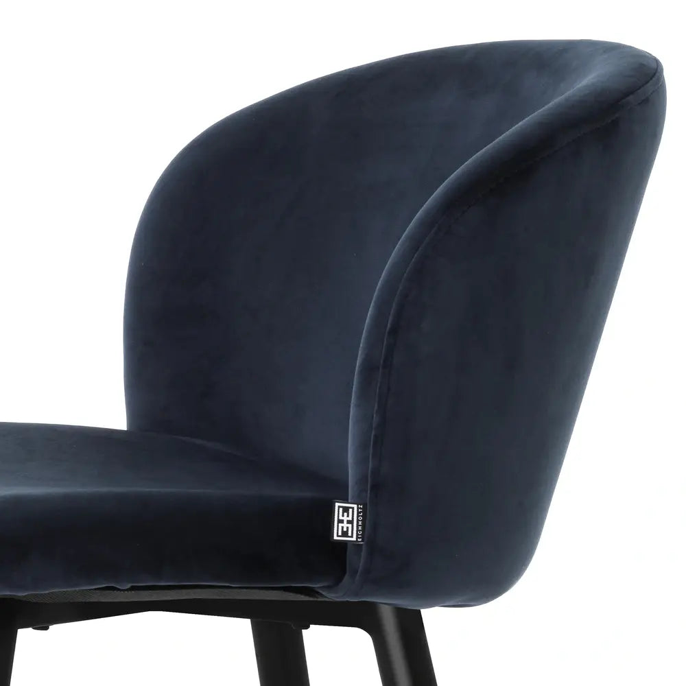 Product photograph of Eichholtz Volante Bar Stool In Savona Midnight Blue Velvet from Olivia's.