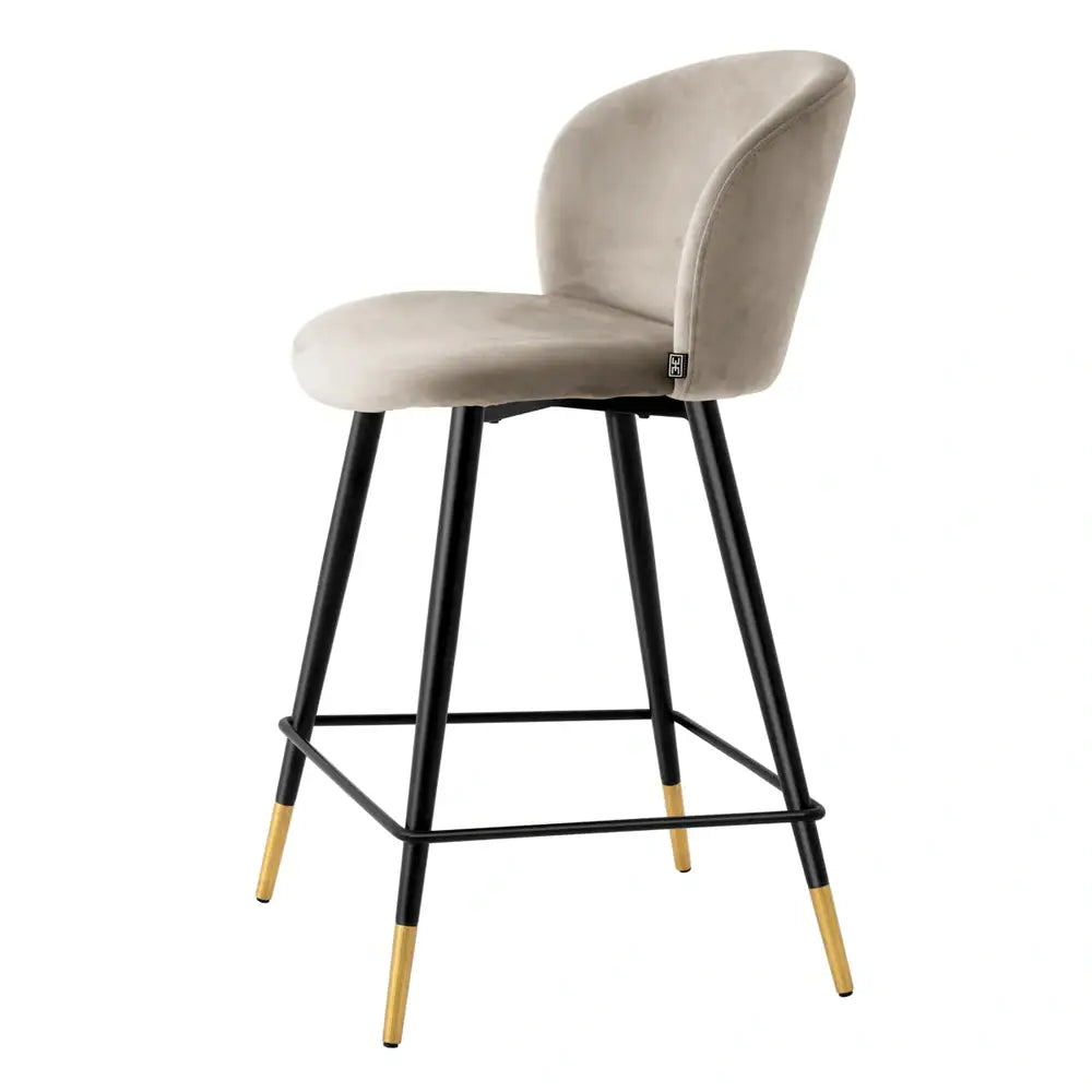 Product photograph of Eichholtz Volante Counter Stool In Roche Beige Velvet from Olivia's.