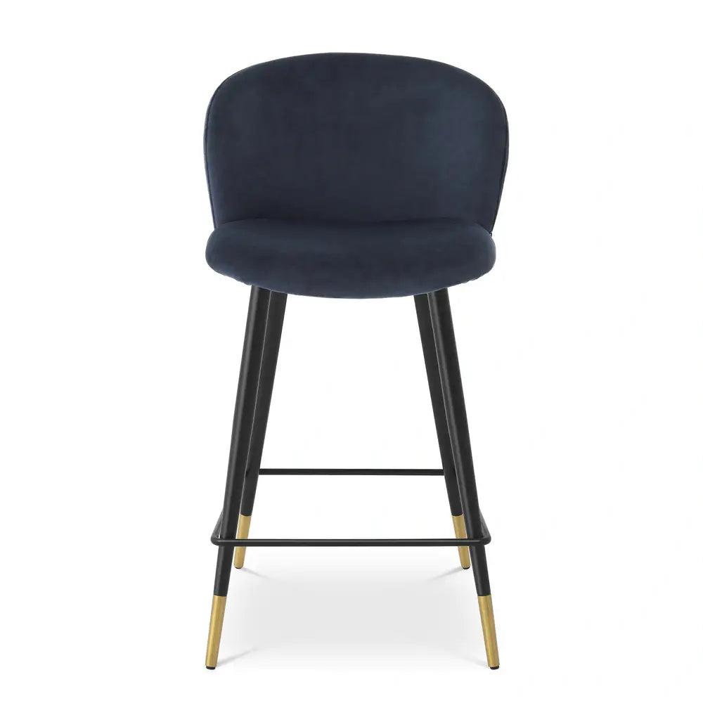 Eichholtz Cliff Counter Stool in Volante Savona Midnight Blue Velvet