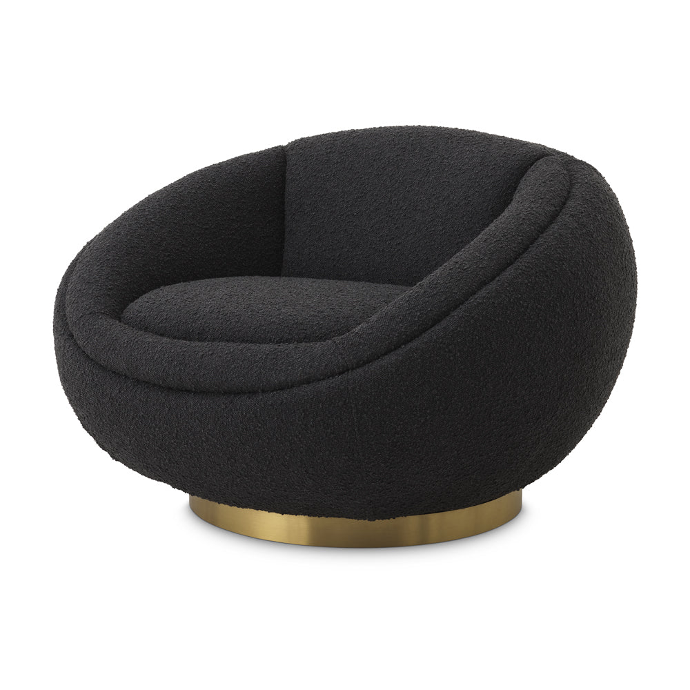 Product photograph of Eichholtz Bollinger Swivel Chair In Boucl Black from Olivia's