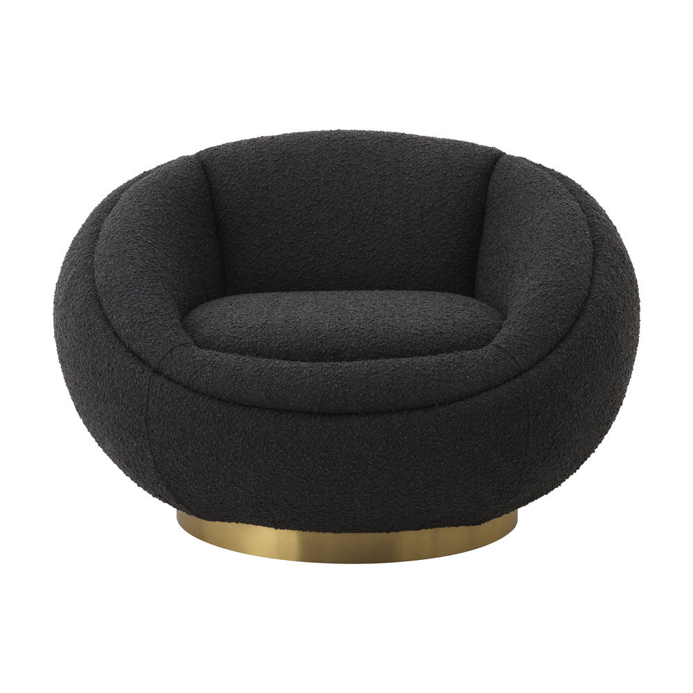 Product photograph of Eichholtz Bollinger Swivel Chair In Boucl Black from Olivia's.