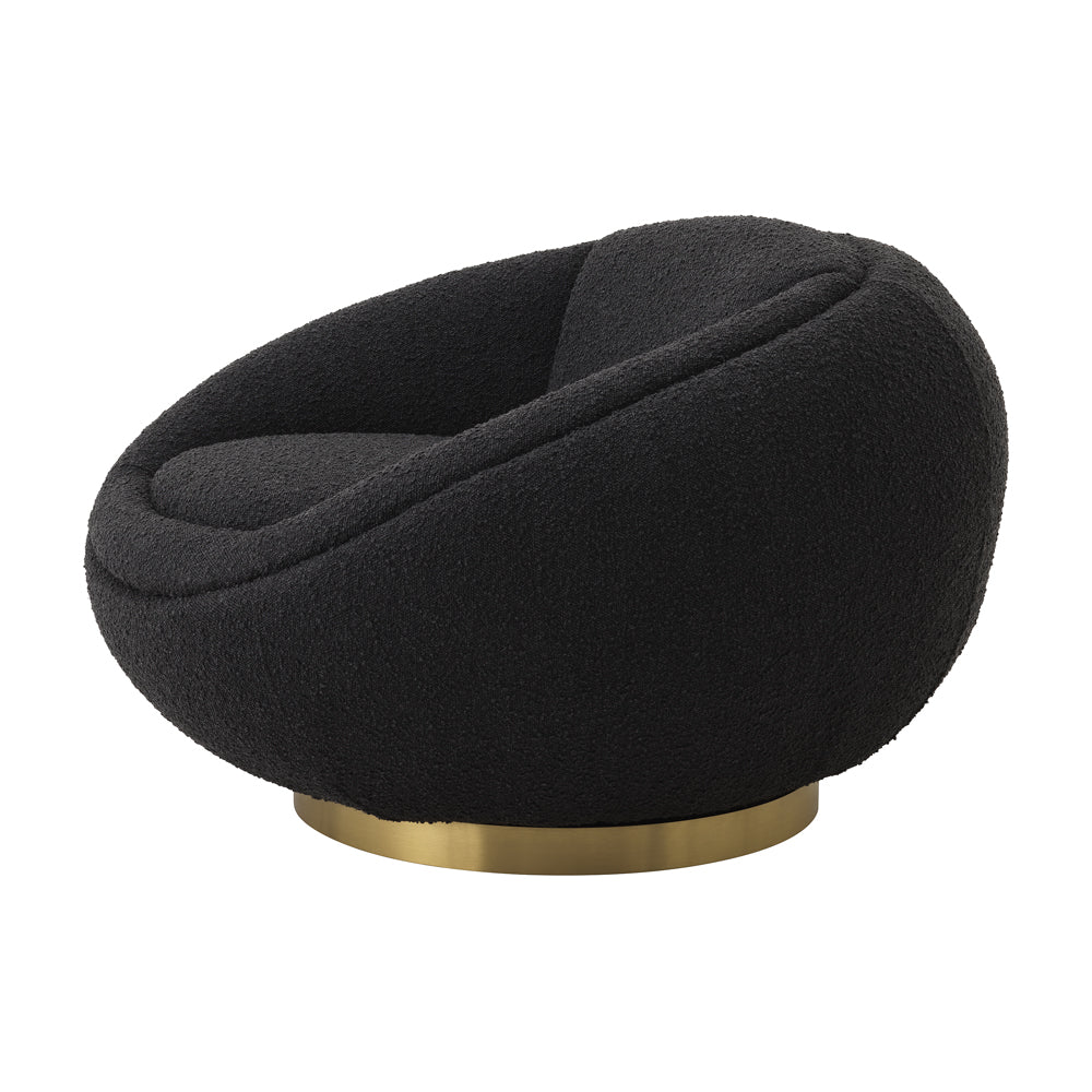 Product photograph of Eichholtz Bollinger Swivel Chair In Boucl Black from Olivia's.