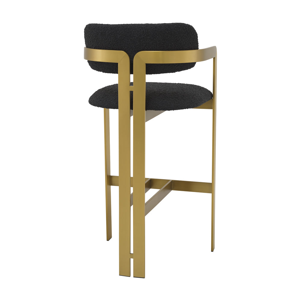 Product photograph of Eichholtz Donato Bar Stool In Brushed Brass Boucl Black from Olivia's.