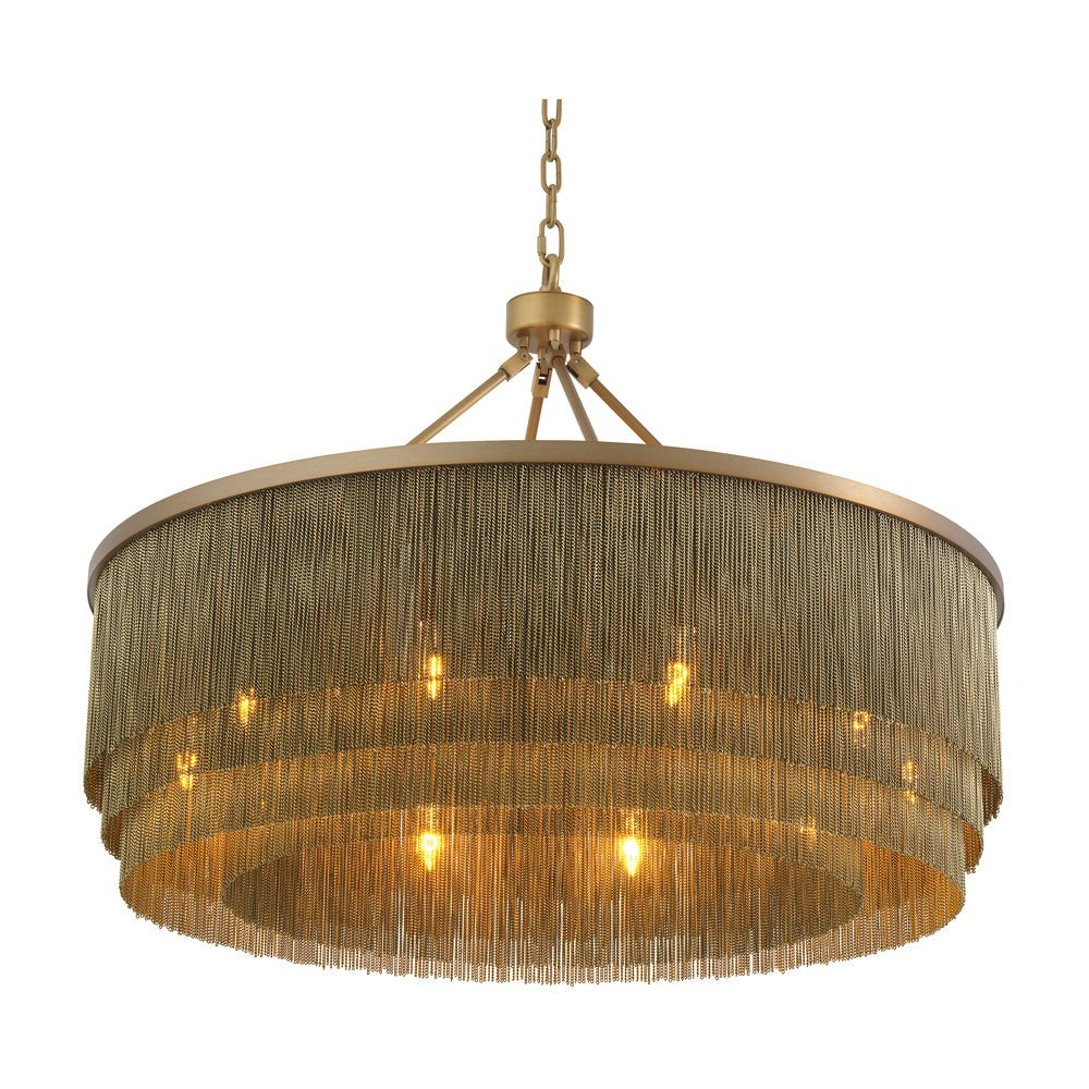 Product photograph of Eichholtz Large Tissot Round Chandelier In Antique Brass from Olivia's