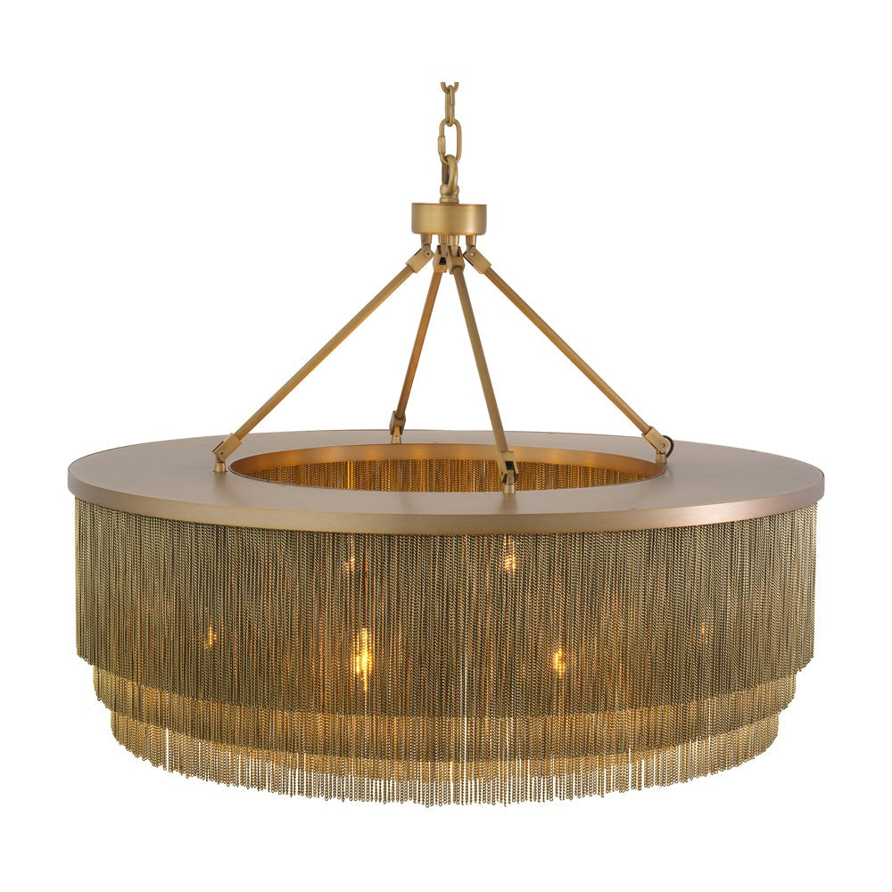 Product photograph of Eichholtz Large Tissot Round Chandelier In Antique Brass from Olivia's.