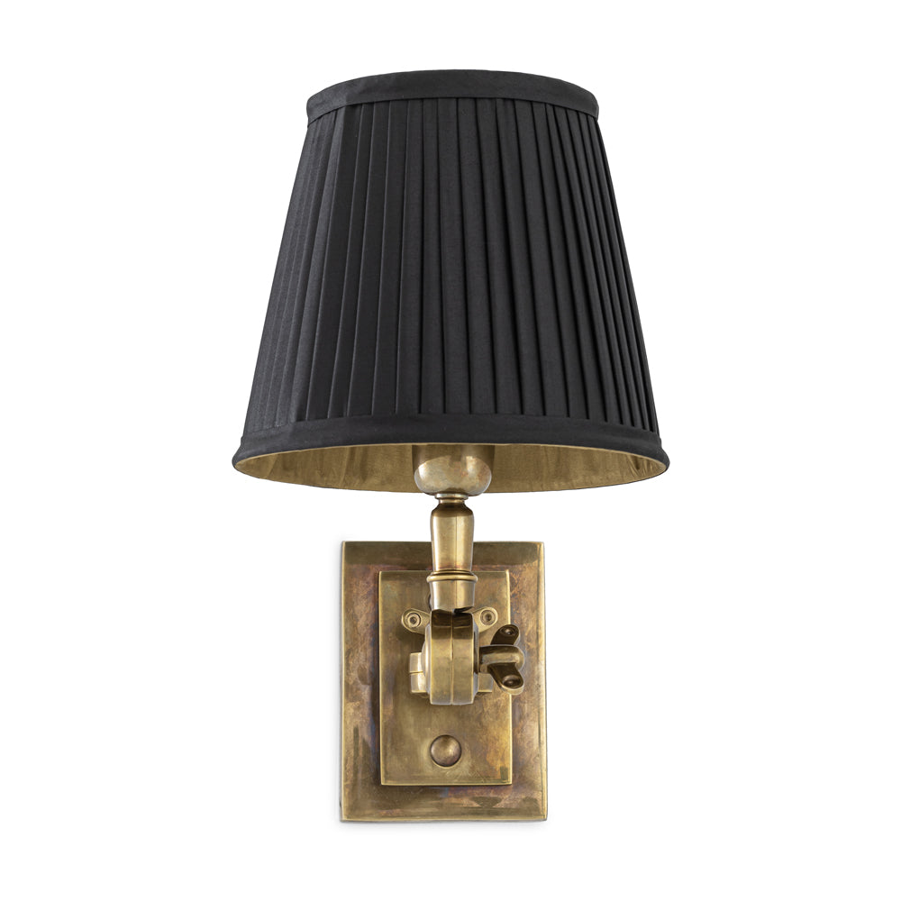 Eichholtz Wentworth Single Wall Lamp Wentworth in Vintage Brass with Black Shade