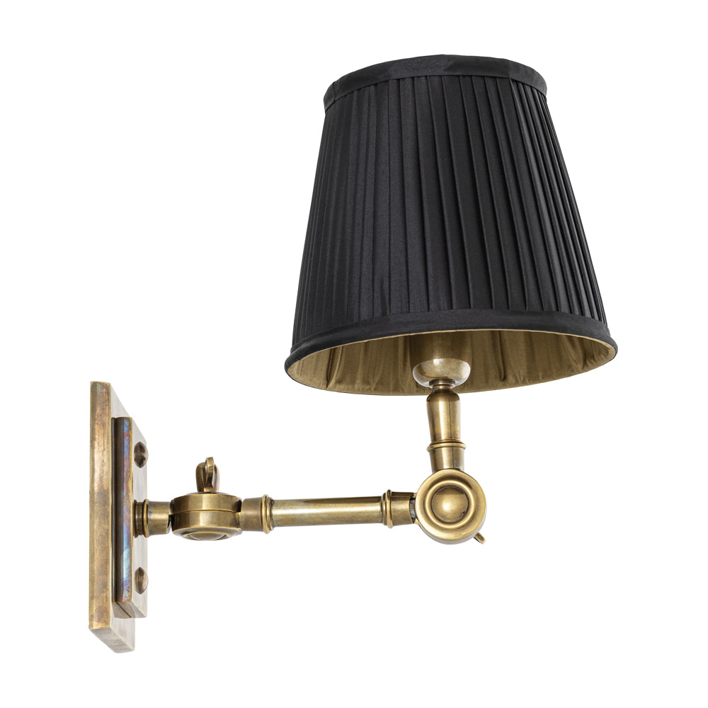 Product photograph of Eichholtz Wentworth Single Wall Lamp Wentworth In Vintage Brass With Black Shade from Olivia's.