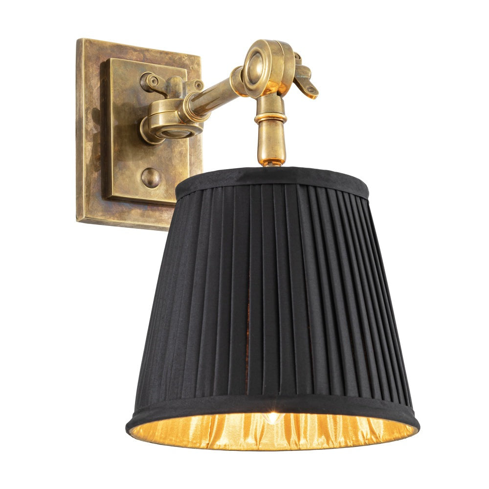 Product photograph of Eichholtz Wentworth Single Wall Lamp Wentworth In Vintage Brass With Black Shade from Olivia's.