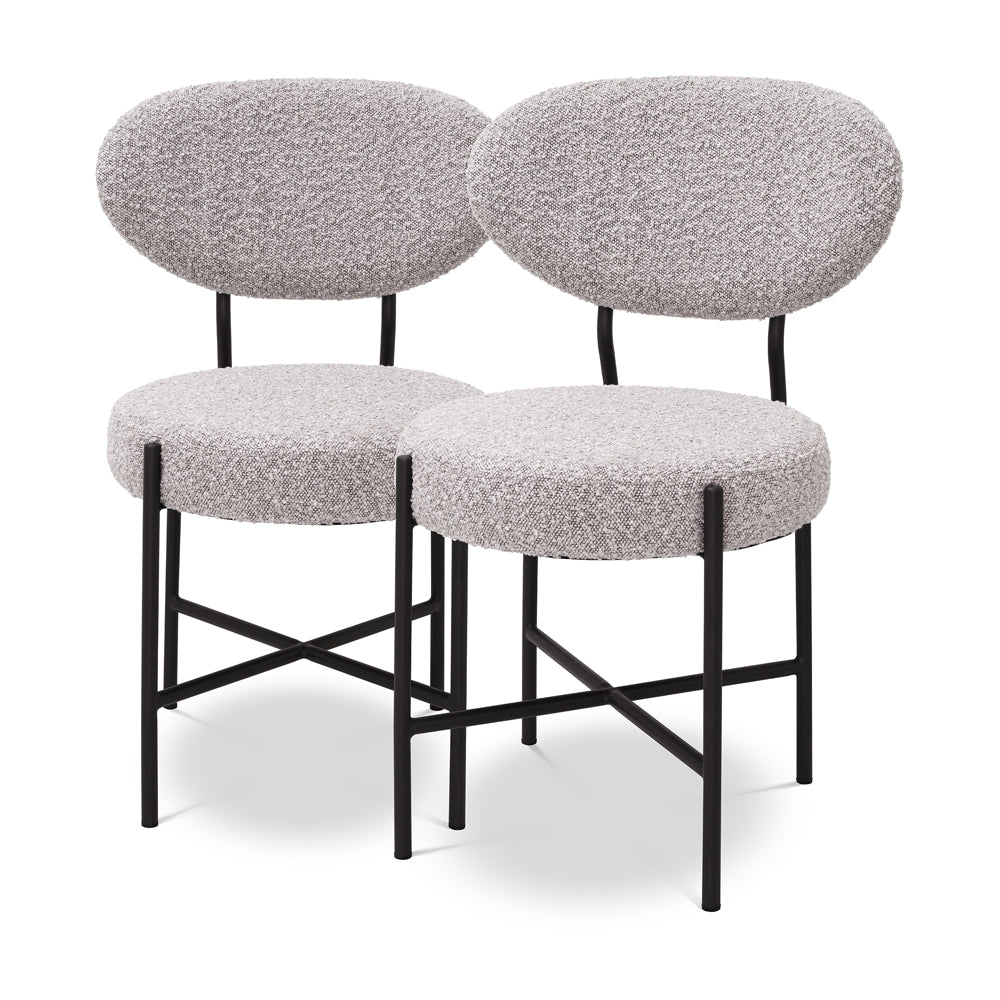 Product photograph of Eichholtz Set Of 2 Vicq Dining Chair In Boucl Grey from Olivia's