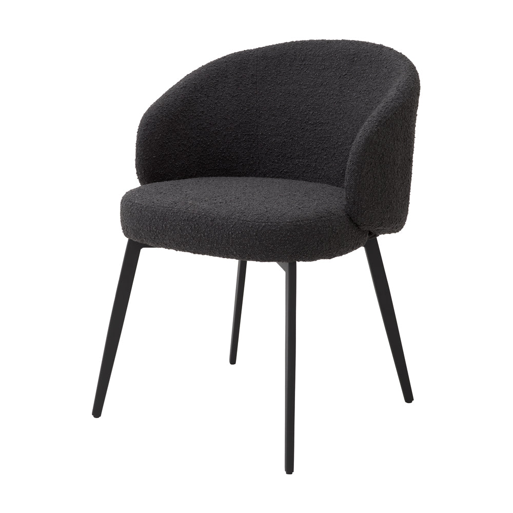 Eichholtz Set of 2 Lloyd Dining Chair with Arms in Bouclé Black