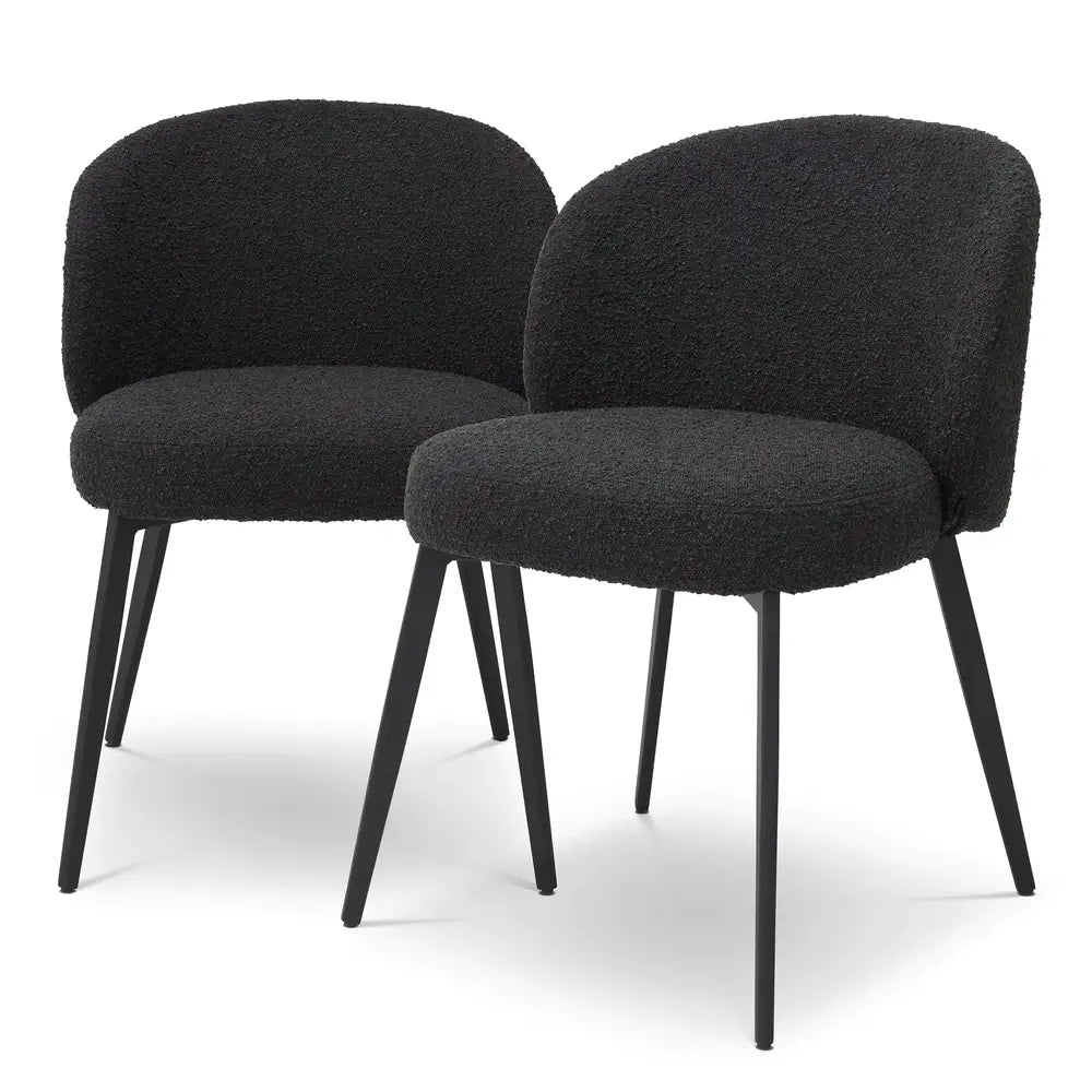 Product photograph of Eichholtz Set Of 2 Lloyd Dining Chairs In Boucl Black from Olivia's