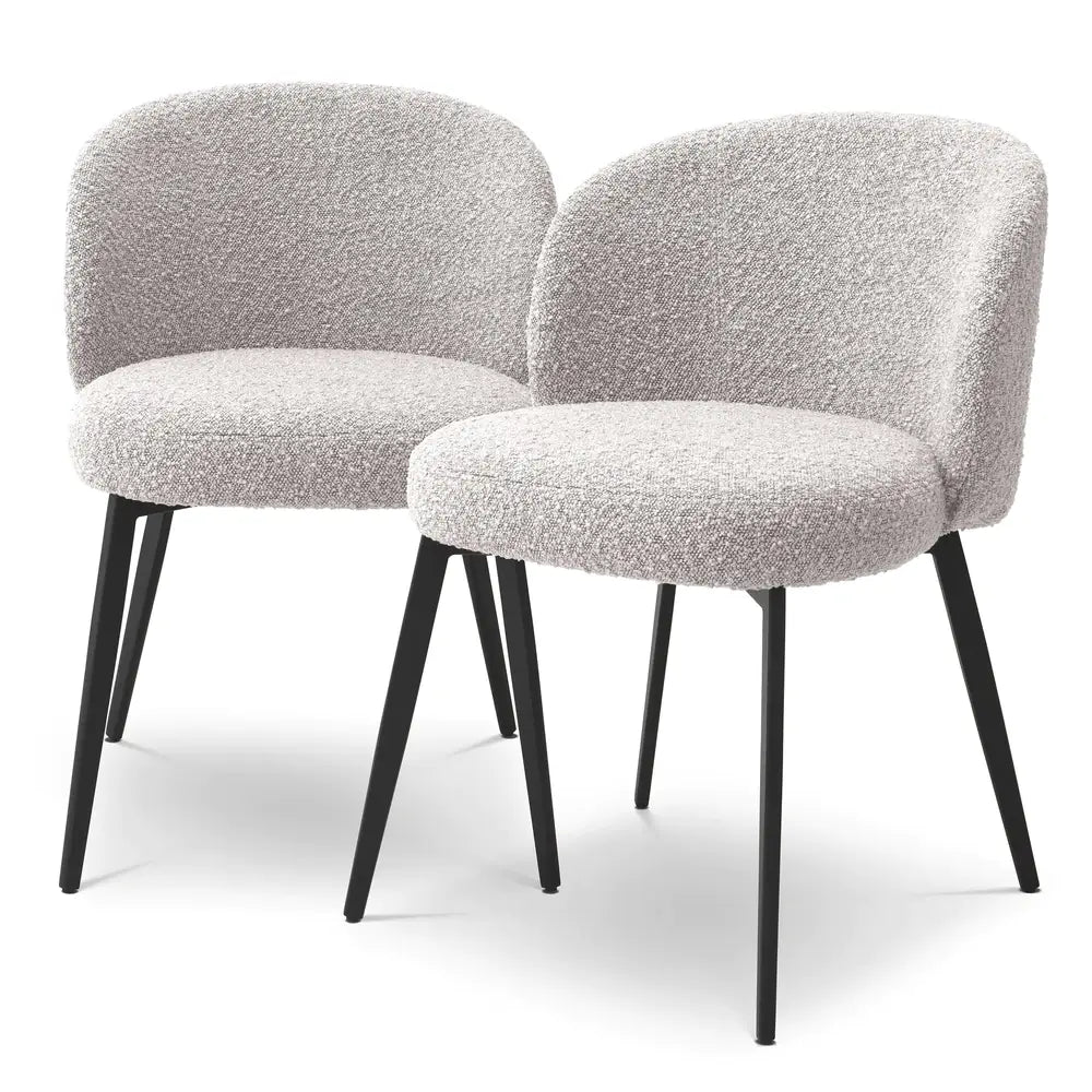 Eichholtz Set Of 2 Lloyd Dining Chairs In Boucl Grey