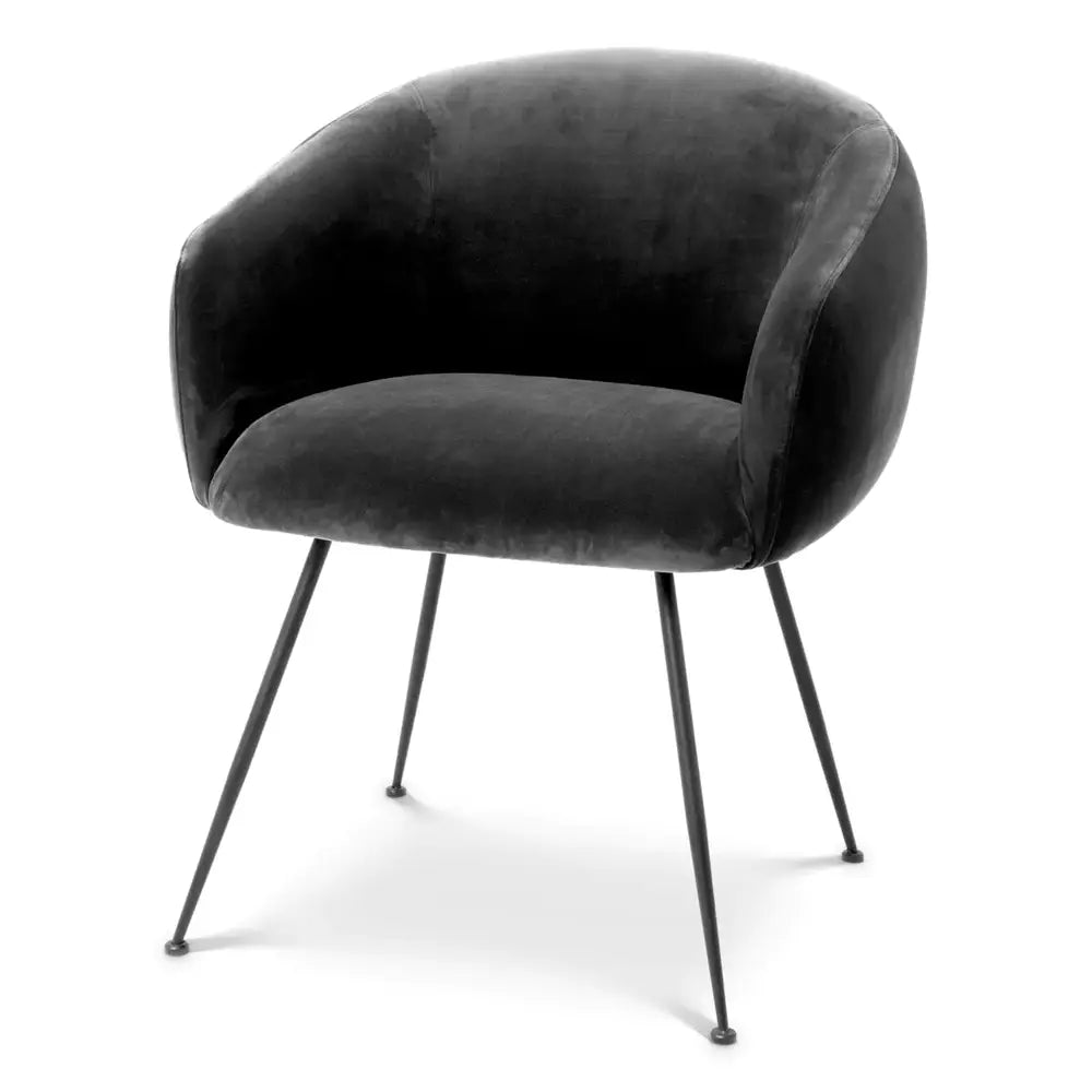 Eichholtz Elbury Dining Chair In Savona Dark Grey Velvet