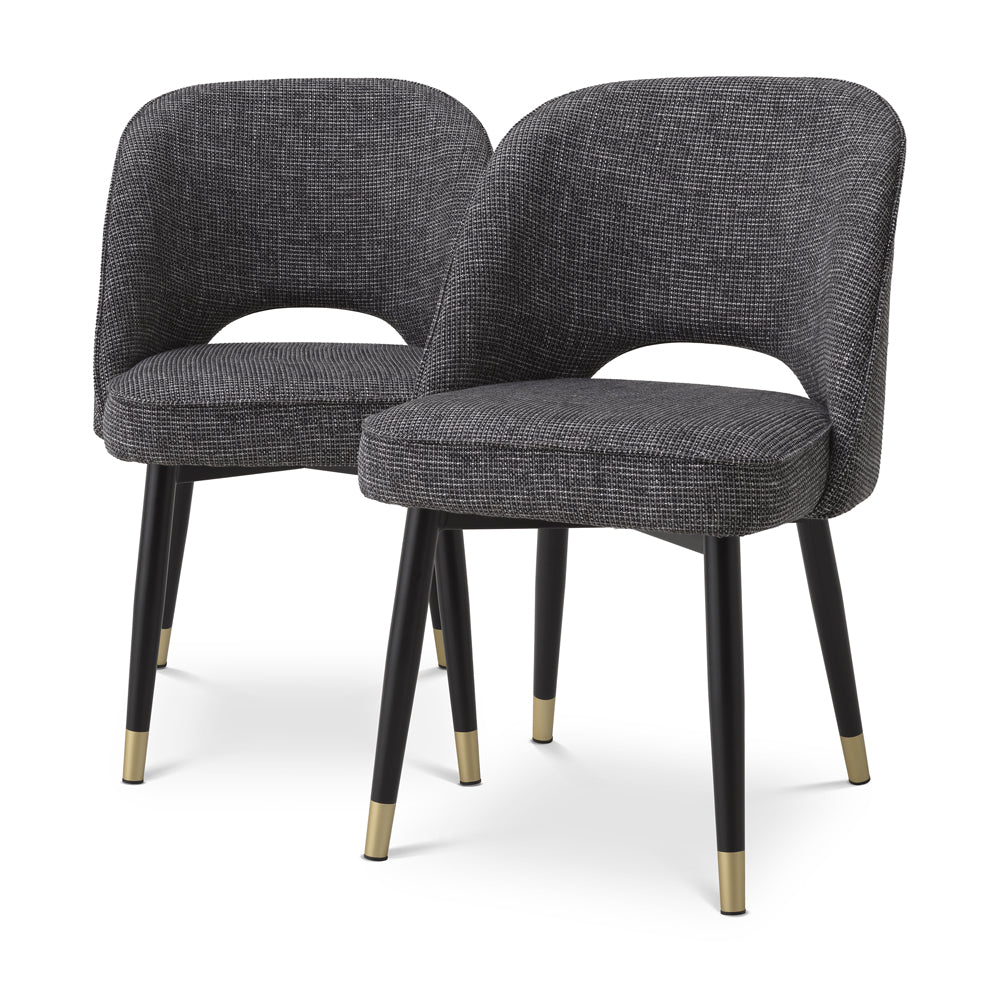 Eichholtz Set Of 2 Cliff Dining Chairs In Rocat Black