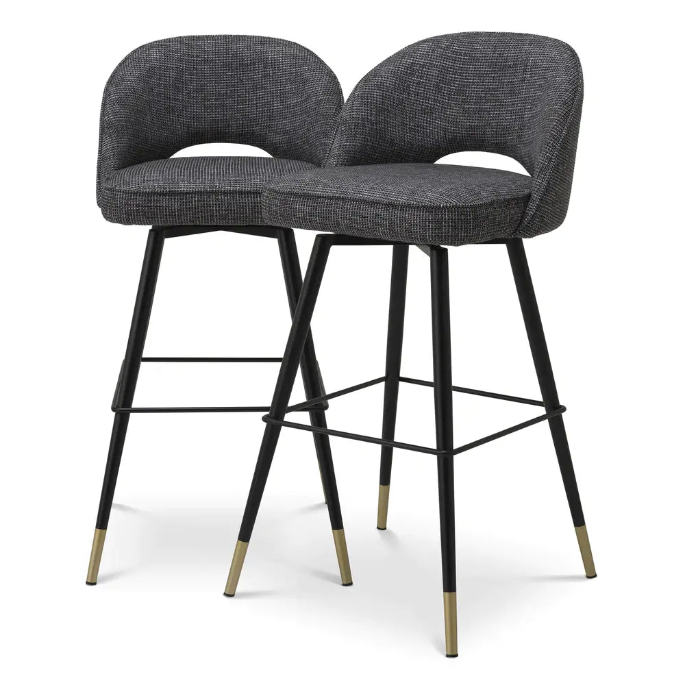 Product photograph of Eichholtz Cliff Set Of 2 Bar Stools In Rocat Black from Olivia's