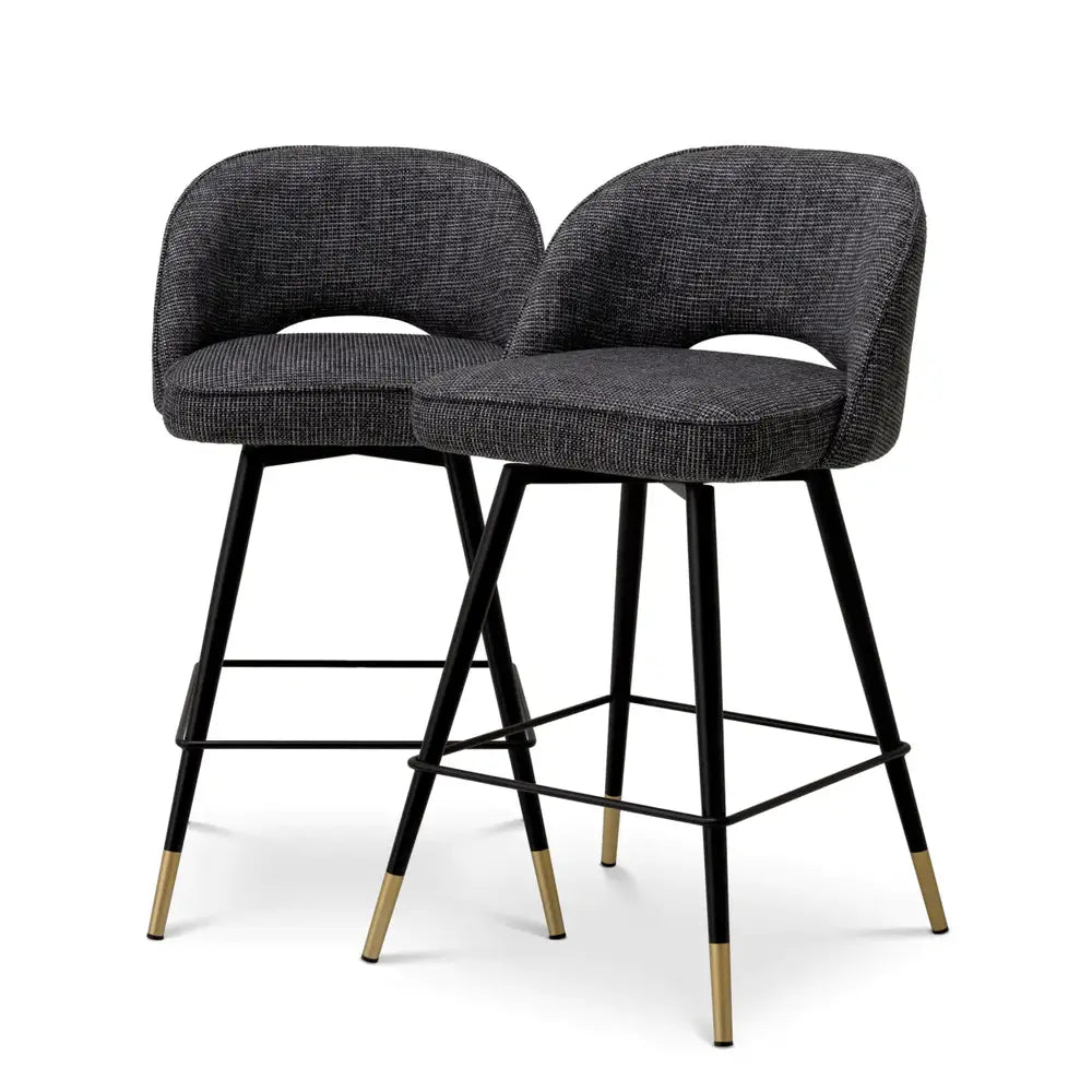 Eichholtz Cliff Set of 2 Counter Stools in Rocat Black