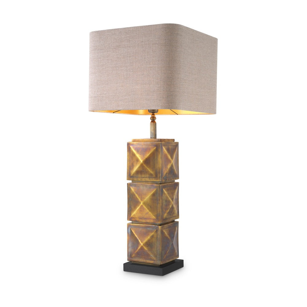 Product photograph of Eichholtz Carlo Table Lamp In Vintage Brass With Shade from Olivia's