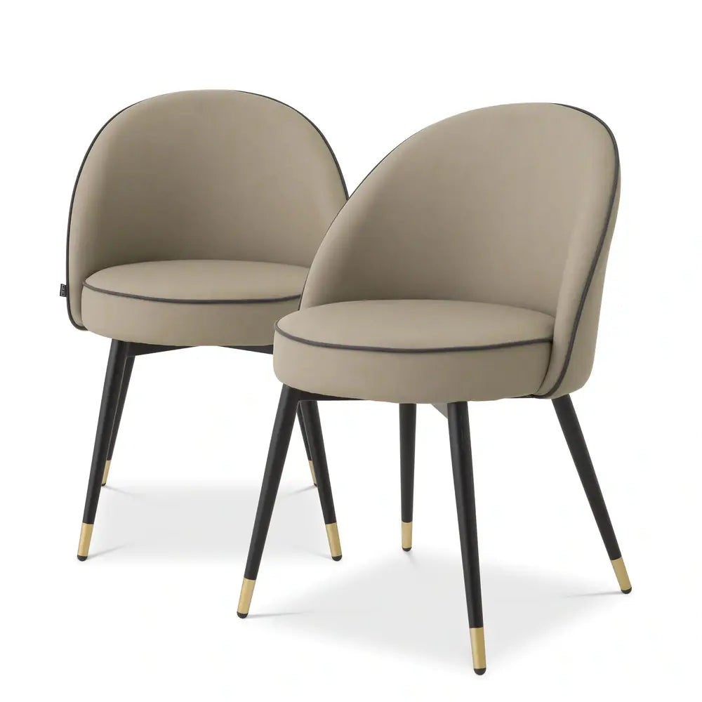 Eichholtz Set of 2 Dining Chairs in Faux Leather Beige