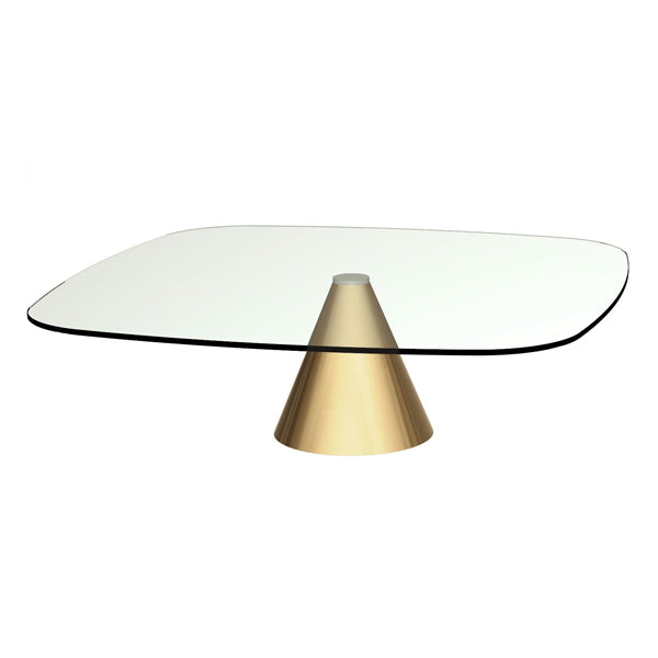 Product photograph of Gillmore Oscar Clear Glass Top Brass Base Square Coffee Table Small from Olivia's.