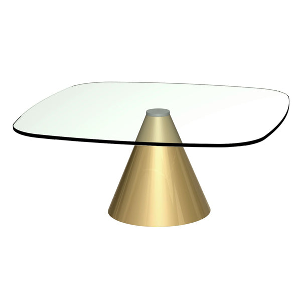 Product photograph of Gillmore Oscar Clear Glass Top Brass Base Square Coffee Table Small from Olivia's