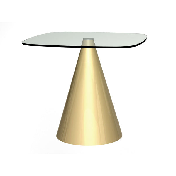 Product photograph of Gillmore Oscar Clear Glass Top And Brass Base Square 4 Seater Dining Table Small from Olivia's