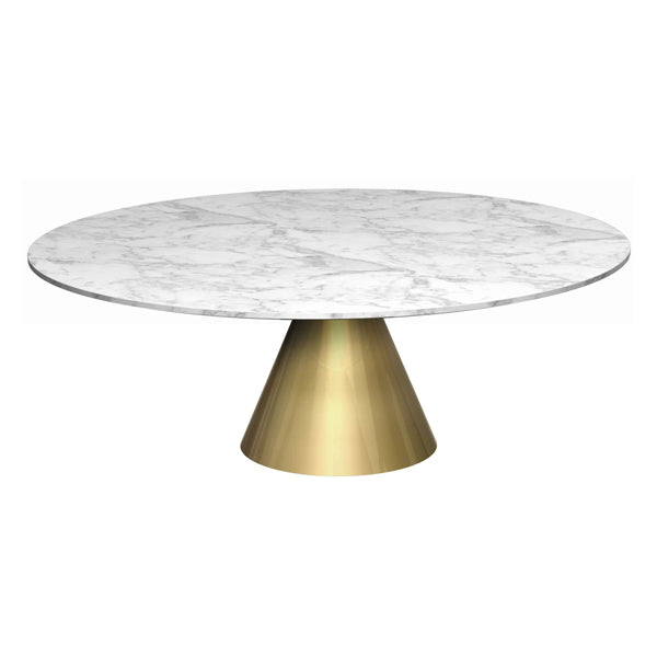 Product photograph of Gillmore Oscar White Marble Top Brass Base Round Coffee Table Large from Olivia's.