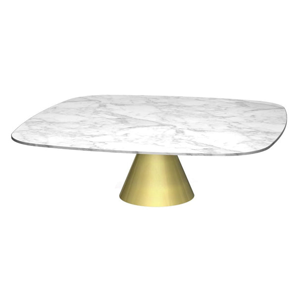 Product photograph of Gillmore Oscar White Marble Top Brass Base Square Coffee Table Small from Olivia's.