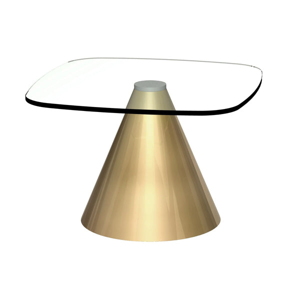 Product photograph of Gillmore Oscar Clear Glass Top Brass Base Square Side Table from Olivia's