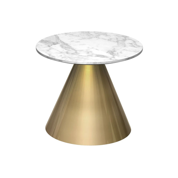 Gillmore Oscar White Marble Top Brass Base Round Side Table