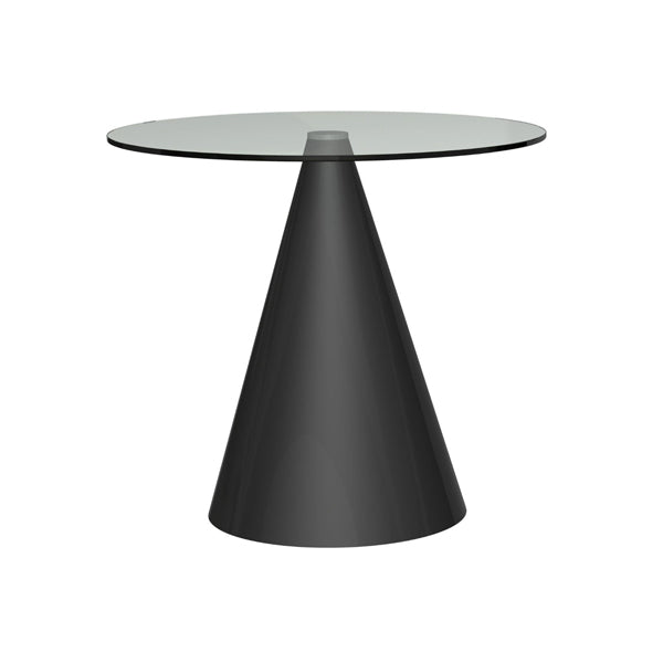 Product photograph of Gillmore Oscar Clear Glass Top And Black Base Round 4 Seater Dining Table Large from Olivia's