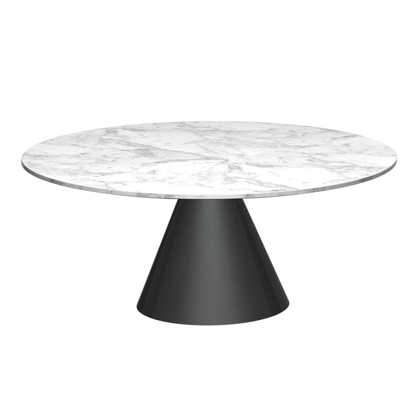 Gillmore Oscar White Marble Top Black Base Round Coffee Table Small