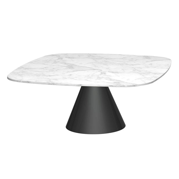 Product photograph of Gillmore Oscar White Marble Top Black Base Square Coffee Table Large from Olivia's.