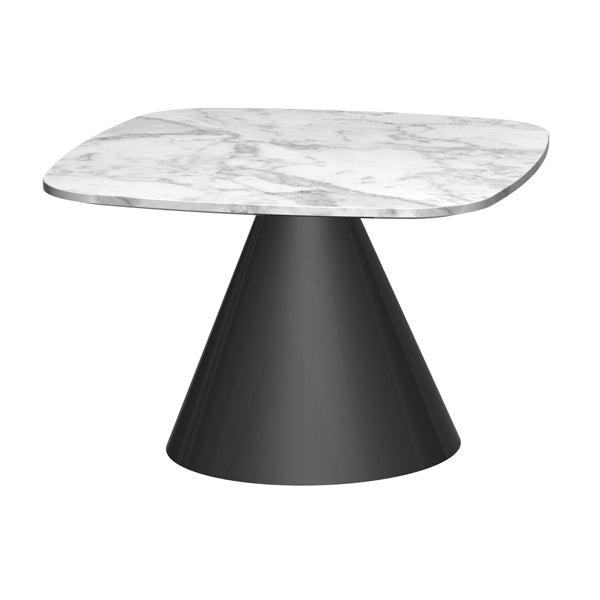 Gillmore Oscar White Marble Top Black Base Square Side Table