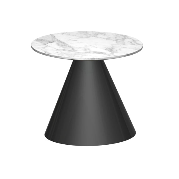 Gillmore Oscar White Marble Top Black Base Round Side Table