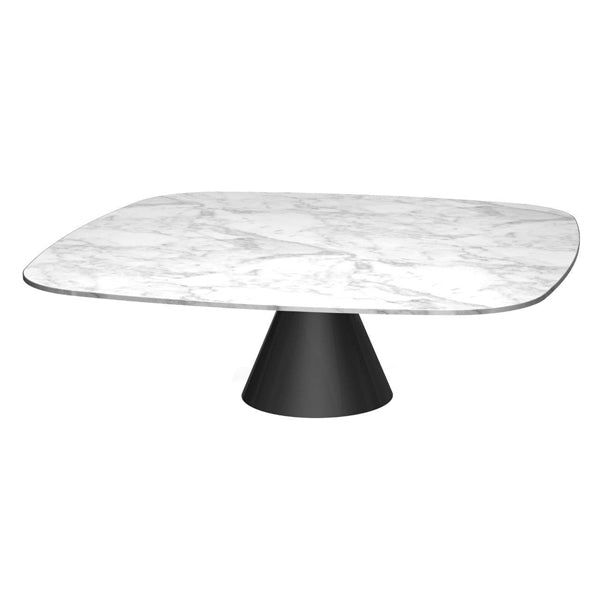 Gillmore Oscar White Marble Top Black Base Square Coffee Table Large