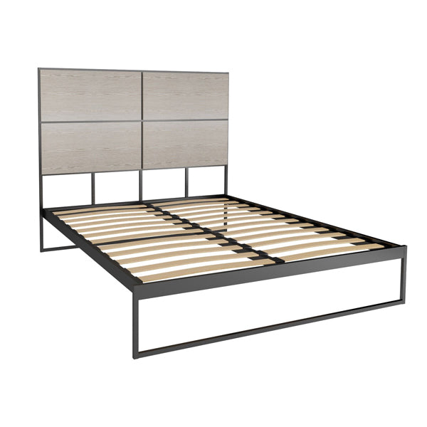 Product photograph of Gillmore Bed Federico Black Frame Weathered Oak Headboard Bed King from Olivia's.