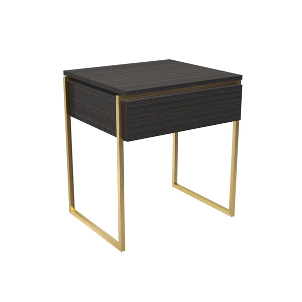 Product photograph of Gillmore Federico Black Stained Oak With Brass Frame Side Table from Olivia's