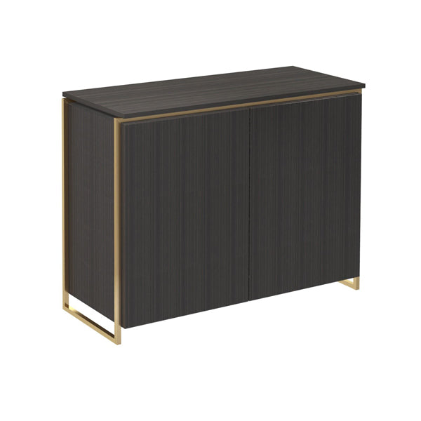 Product photograph of Gillmore Federico Two Door Black Stained Oak With Brass Frame Sideboard from Olivia's