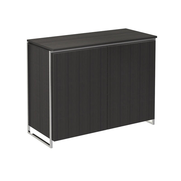 Product photograph of Gillmore Federico Two Door Black Stained Oak With Polished Frame Cabinet from Olivia's