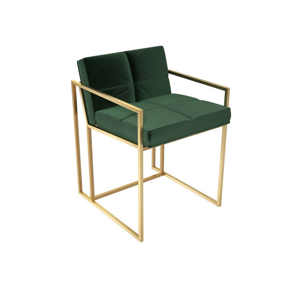 Gillmore Federico Deep Green Velvet With Brass Frame Dining Chair