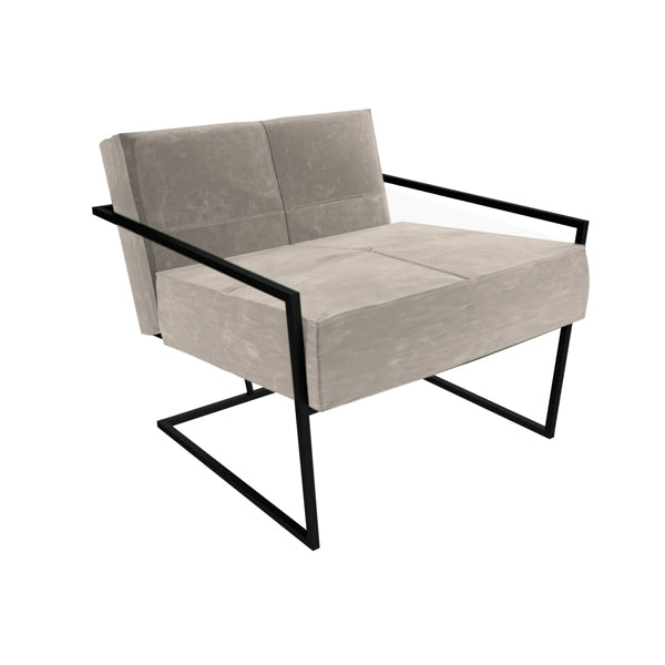 Gillmore Federico Mushroom Grey Velvet With Black Frame Occasional Chair