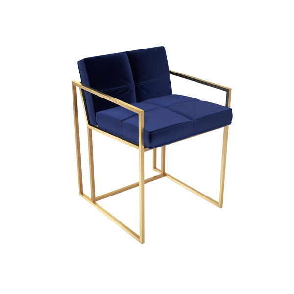 Gillmore Federico Midnight Blue Velvet With Brass Frame Dining Chair