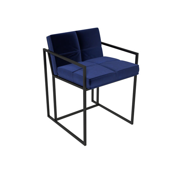 Gillmore Federico Midnight Blue Velvet With Black Frame Dining Chair