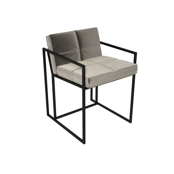 Product photograph of Gillmore Federico Mushroom Grey Velvet With Black Frame Dining Chair from Olivia's