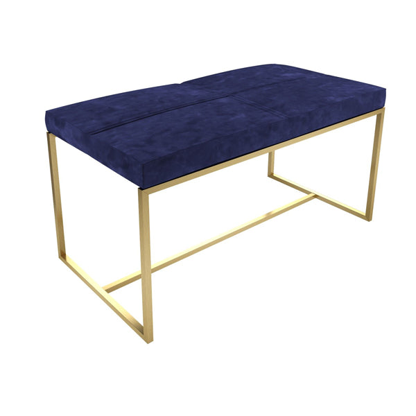 Product photograph of Gillmore Federico Midnight Blue Velvet With Brass Frame Stool Small from Olivia's.