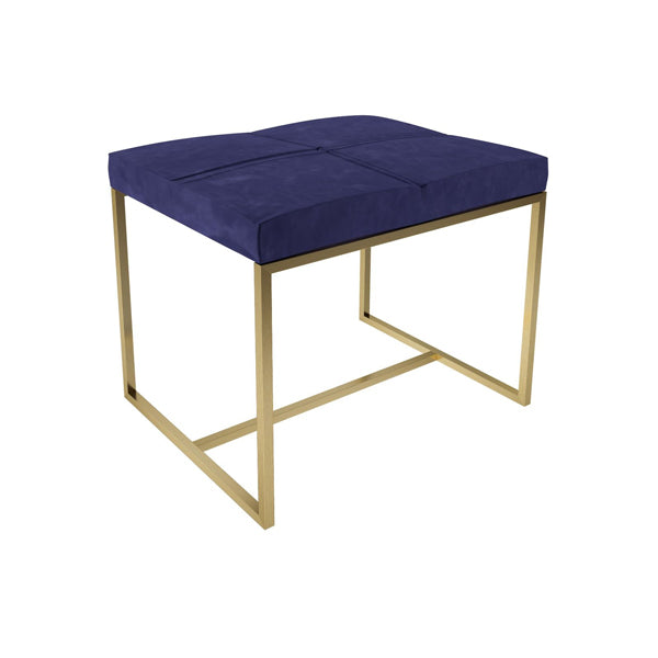 Product photograph of Gillmore Federico Midnight Blue Velvet With Brass Frame Stool Large from Olivia's