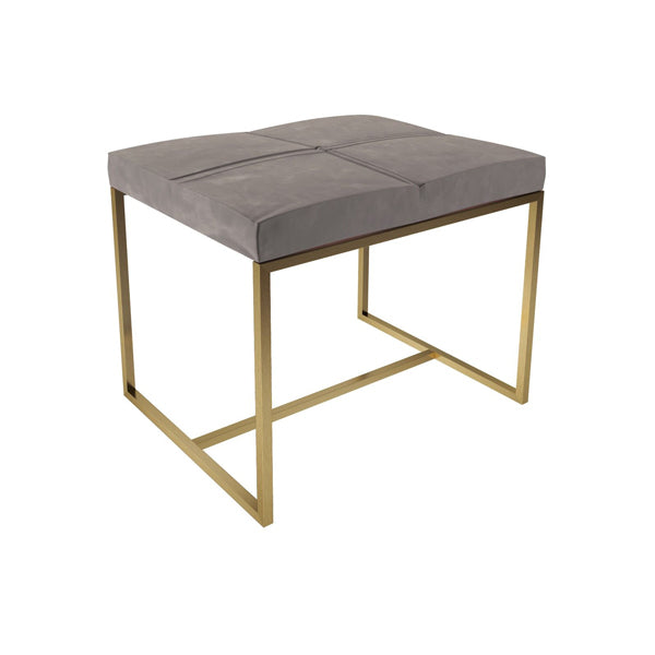 Product photograph of Gillmore Federico Mushroom Grey Velvet With Brass Frame Stool Small from Olivia's